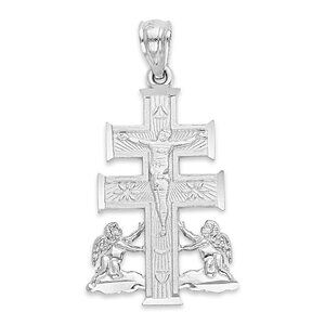 Solid 14k White Gold Cross of Caravaca Pendant - Caravaca Protection Gifts